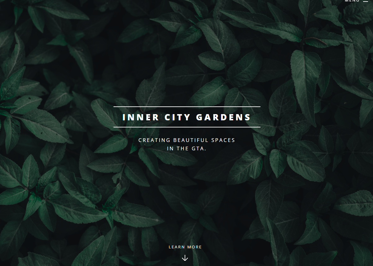 Screenshot of Inner City Gardens, a landing page for local landscape company